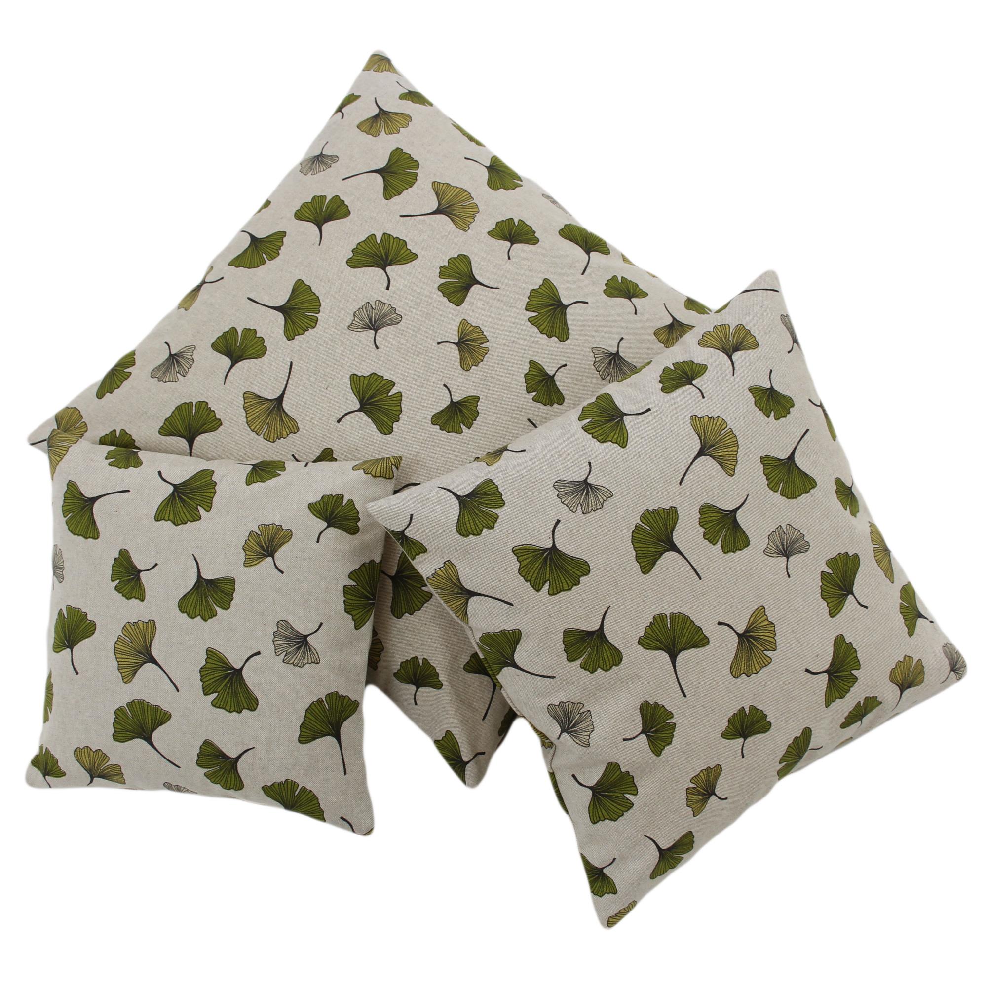 Kissenbezug 50x50 cm Ginkgo Blätter Grün Half Panama