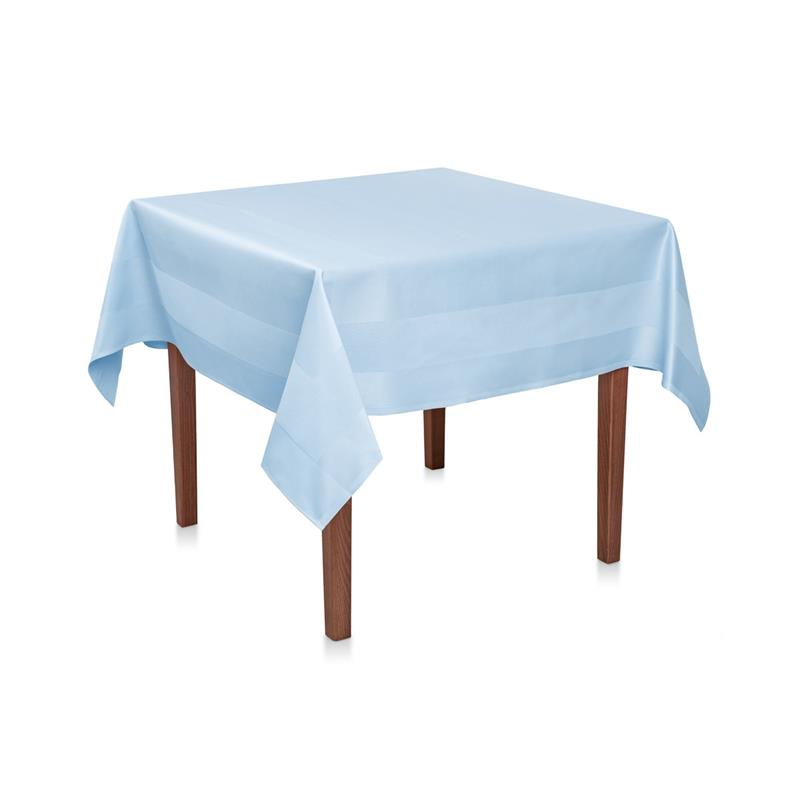 Damast Tischdecke Blau Atlaskante Baumwolle