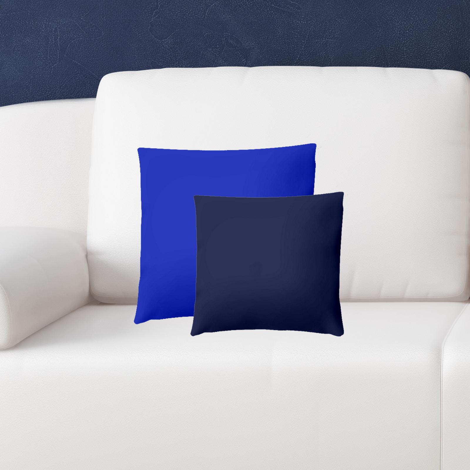 Komplettkissen Linon 2er Farben Set-Marine+Kobalt Blau