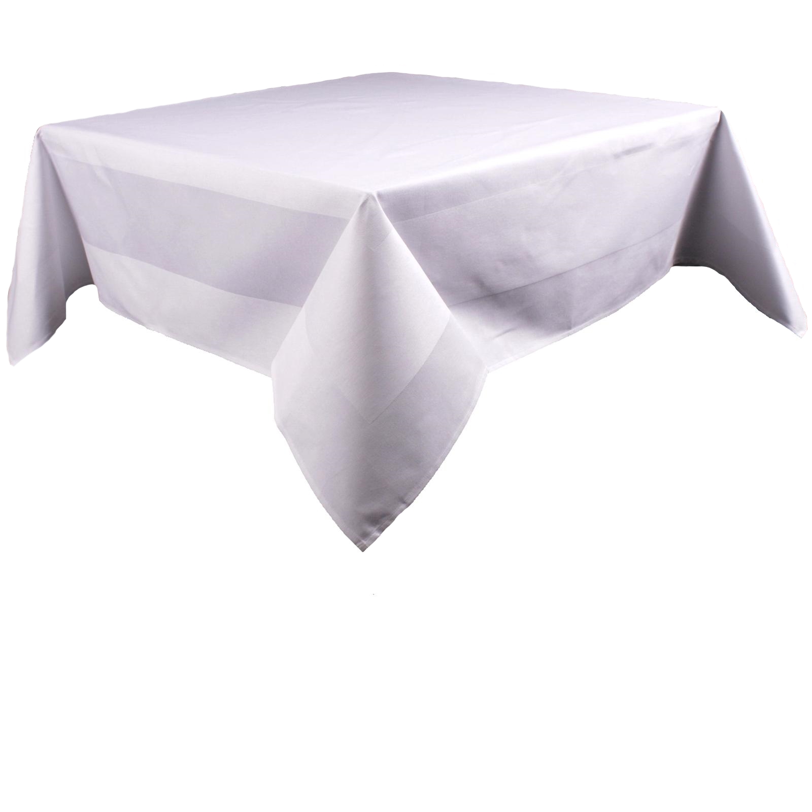 Damast Tischdecke Weiß Atlaskante Baumwolle