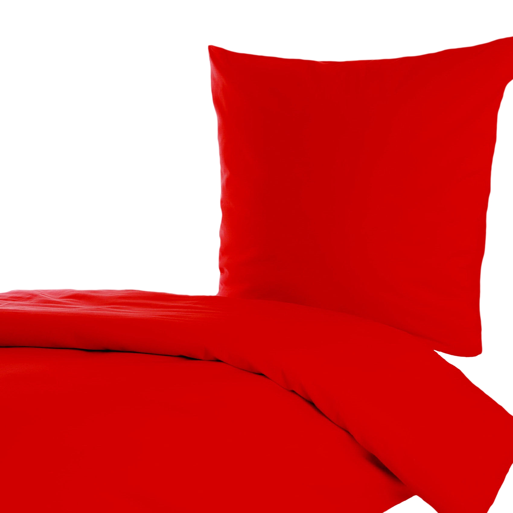 Bettwäsche Uni Rot Baumwolle Linon-140x200 cm + 60x80 cm