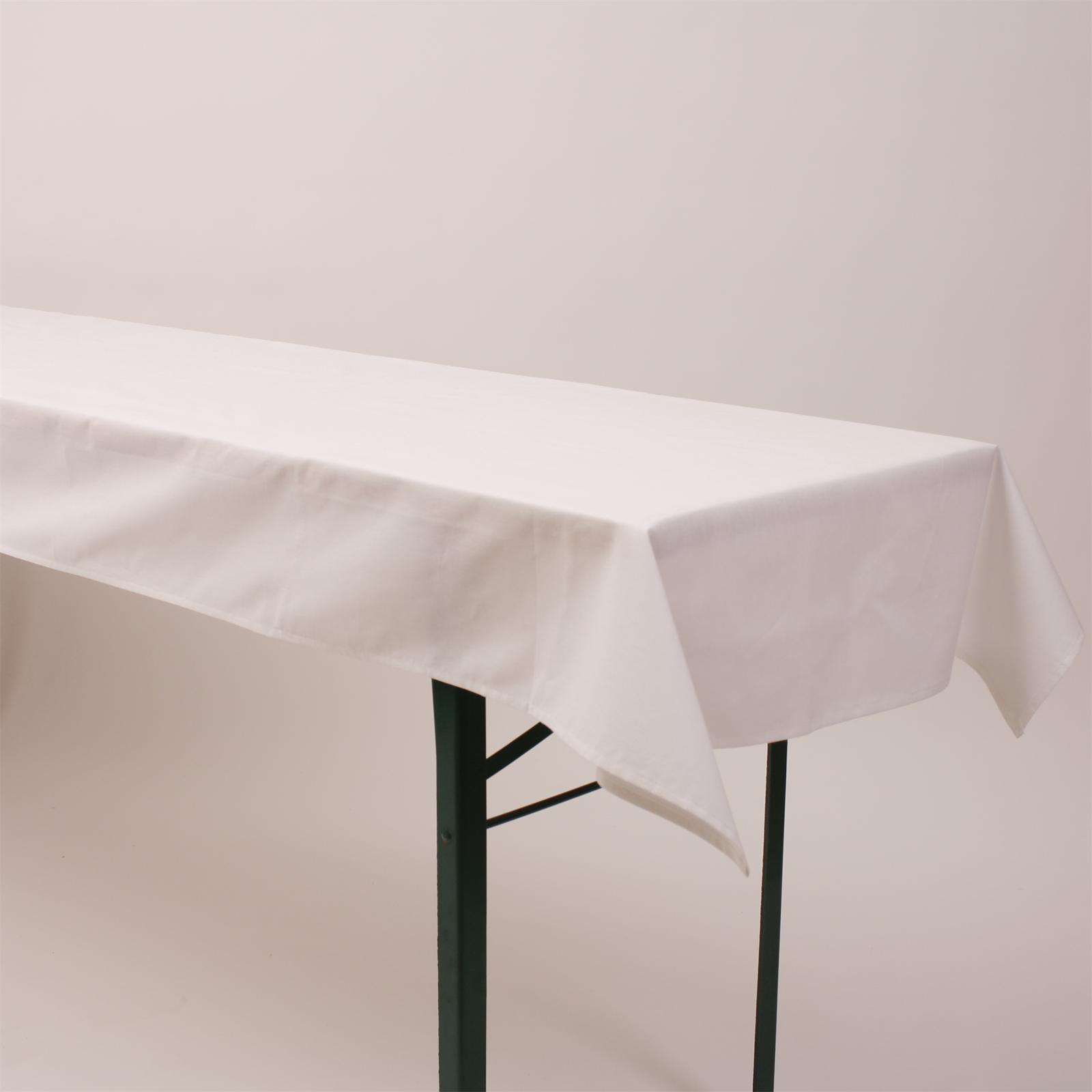 Biertisch Tischdecke Uni Weiß Baumwolle-80x250 cm