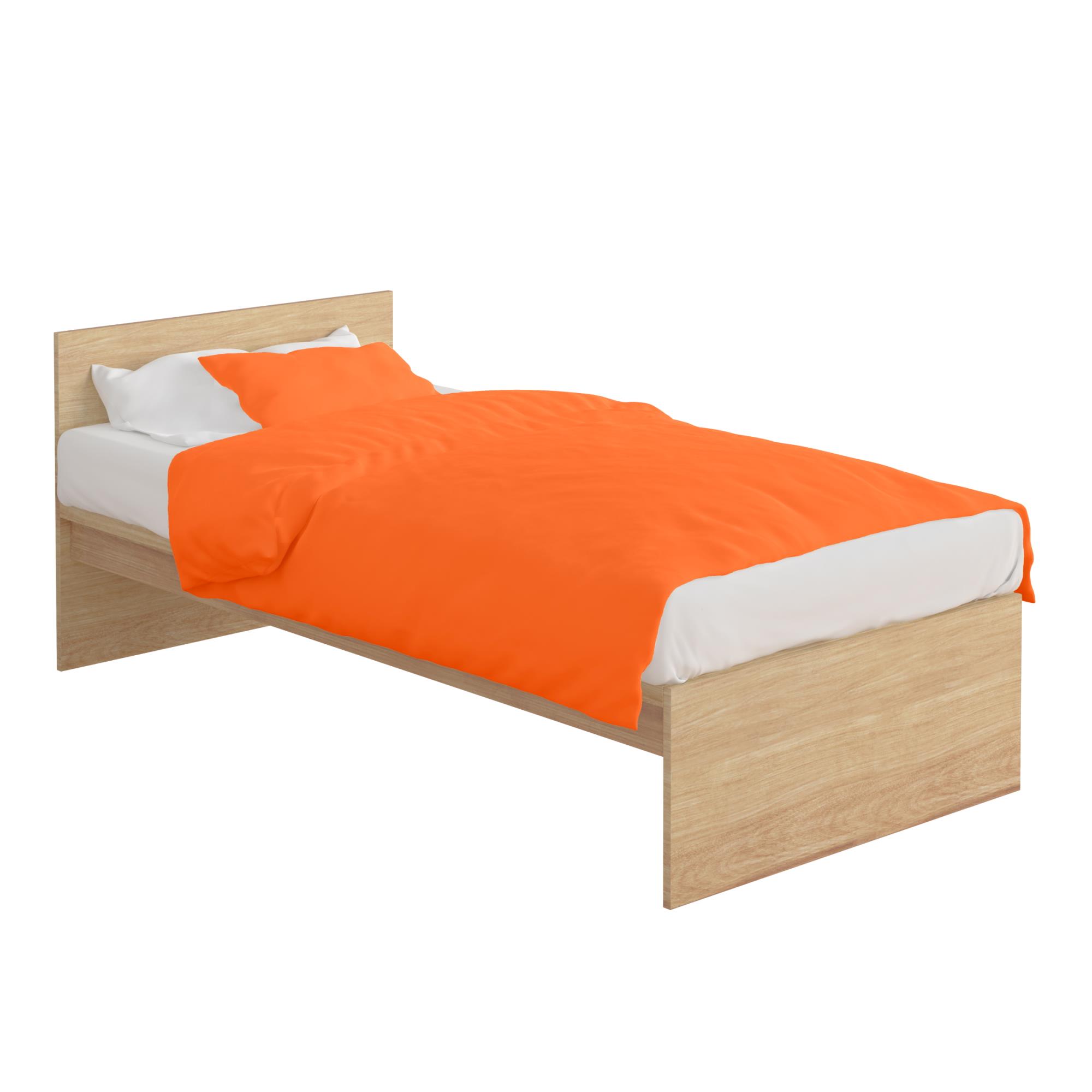 Bettwäsche Uni Orange Baumwolle Linon-135x200 cm + 40x80 cm